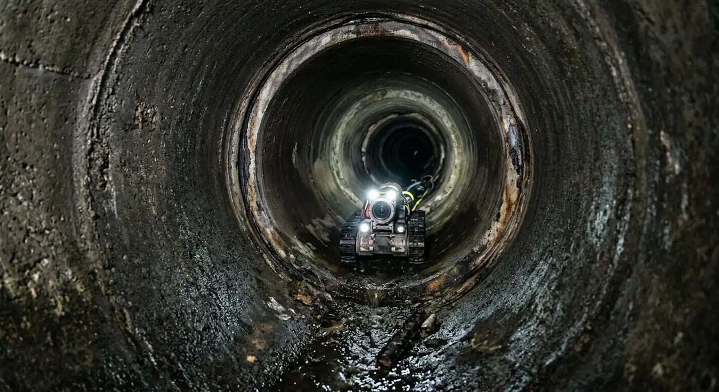 Robotic sewer camera inspecting pipe interior for Sewer Line Repair in Annandale